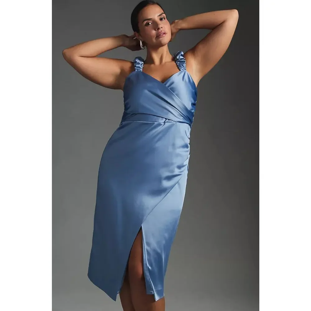 anthropologie ruched dress By Anthropologie Ruched Midi Slip Dress